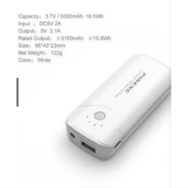Carregador Portátil Power Bank Pineng 5000Mah - Branco - Imagem 4