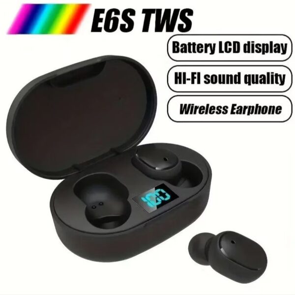 Fone De Ouvido Sem Fio E6s Bluetooth 5.0 Tws Preto - Imagem 3