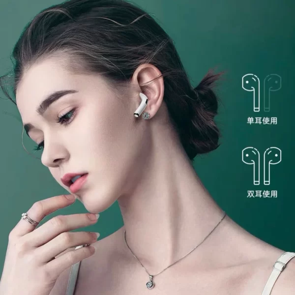 Fone De Ouvido Bluetooth Sem Fio Com Microfone Esportivo TWS Branco - Imagem 3